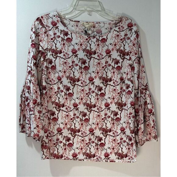Jane and Delancey Tops - Jane & Delancey womens white pink floral 3/4 bell sleeve top Small NWT. #40-1017